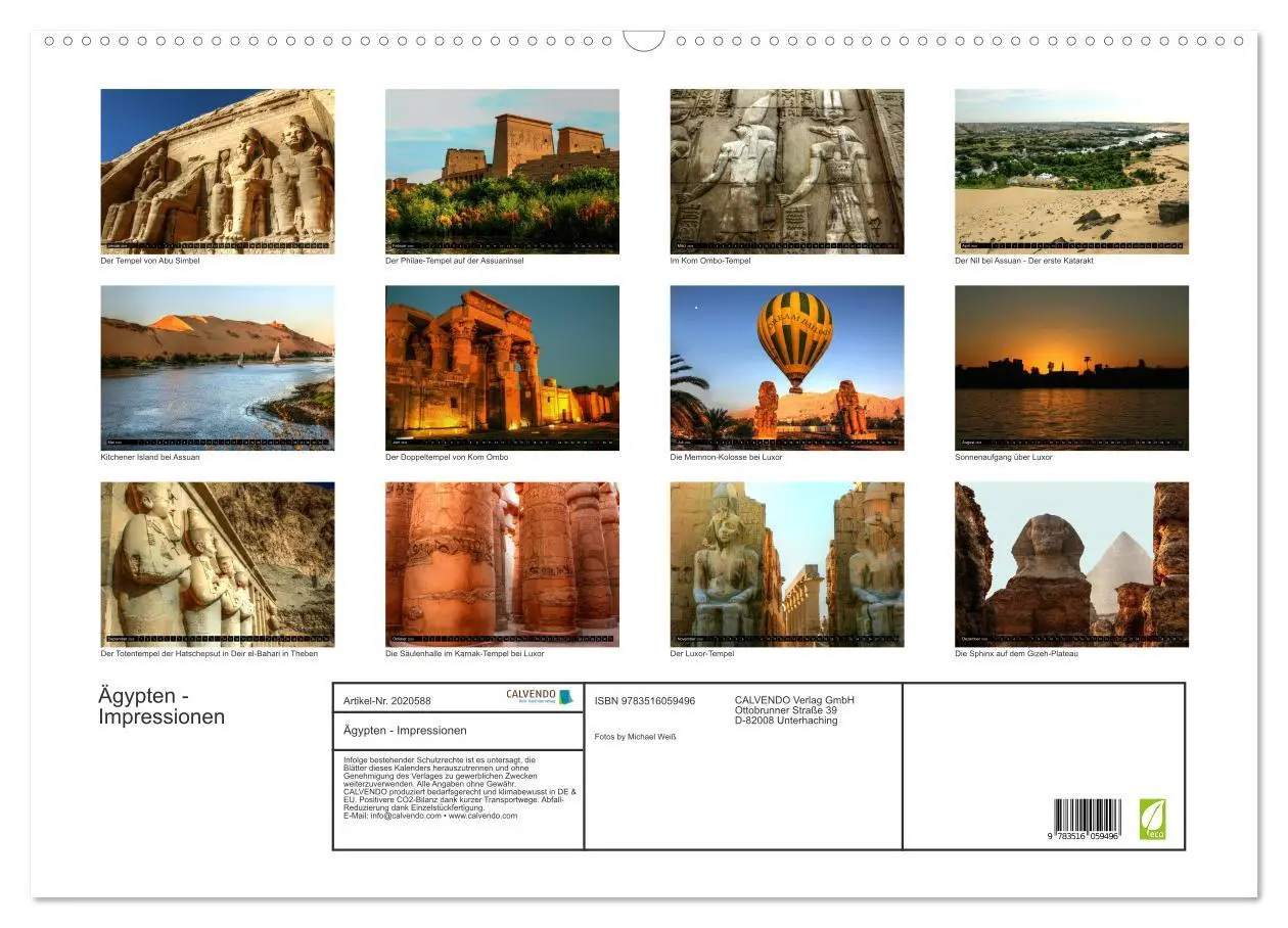 Bild: 9783516059496 | Ägypten - Impressionen (Wandkalender 2026 DIN A2 quer), CALVENDO...