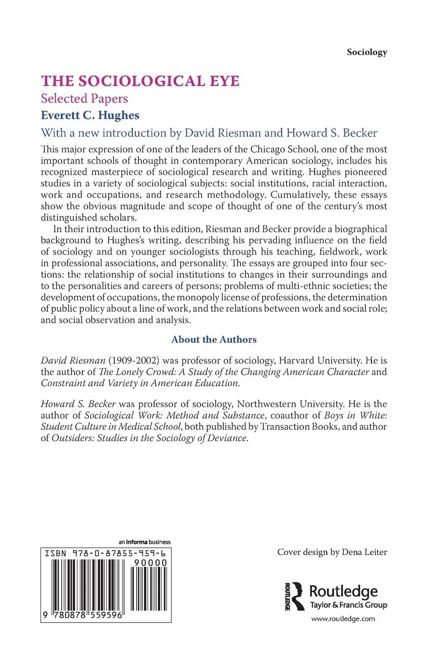 Rückseite: 9780878559596 | The Sociological Eye | Everett C. Hughes | Taschenbuch | Englisch
