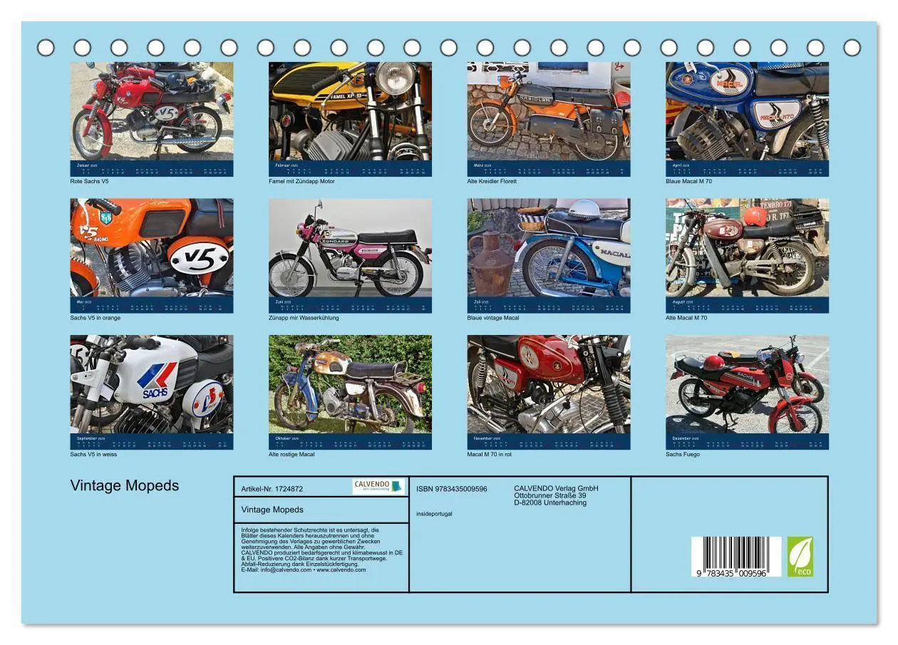 Bild: 9783435009596 | Vintage Mopeds (Tischkalender 2025 DIN A5 quer), CALVENDO...