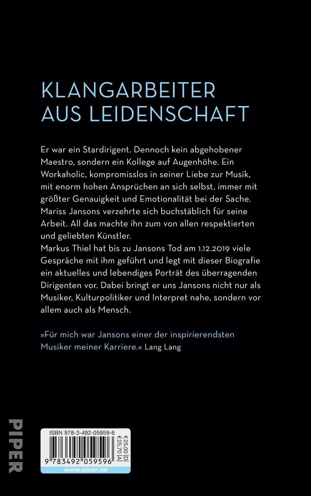 Rückseite: 9783492059596 | Mariss Jansons | Ein leidenschaftliches Leben für die Musik | Thiel
