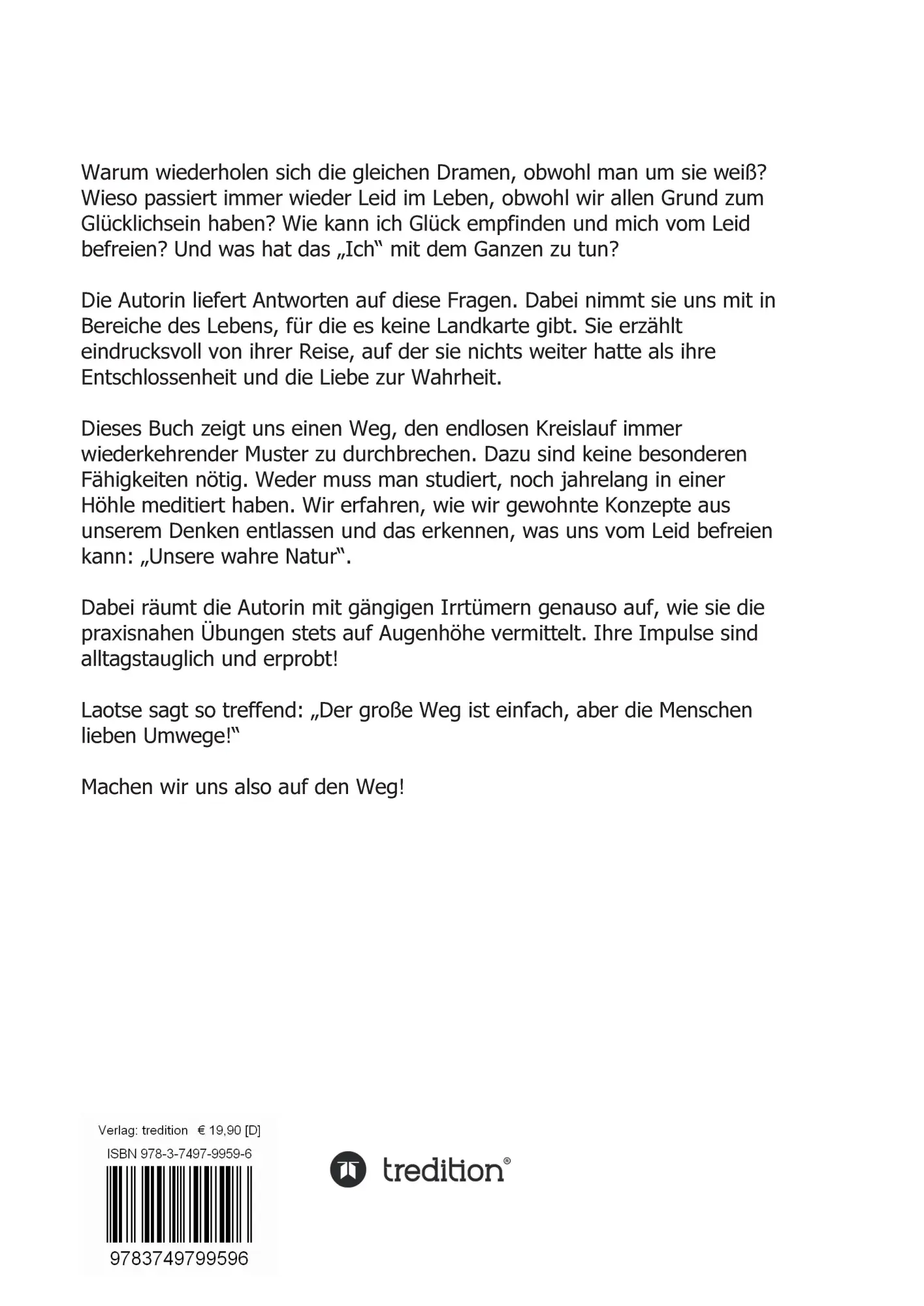 Rückseite: 9783749799596 | Die radikale Freiheit vom Ich | Leichtigkeit im Sein | Sabina Witzel