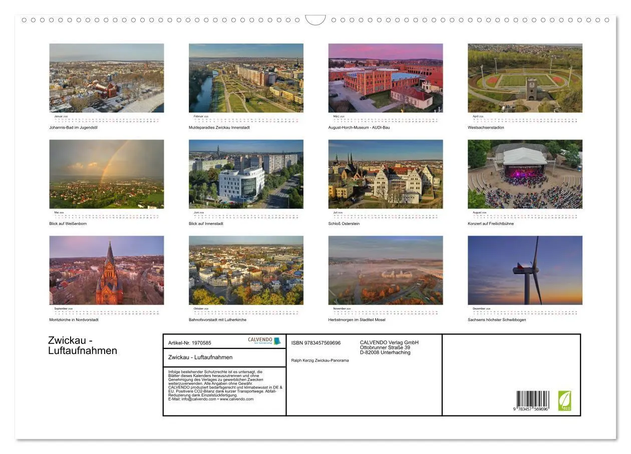 Bild: 9783457569696 | Zwickau - Luftaufnahmen (Wandkalender 2026 DIN A2 quer), CALVENDO...