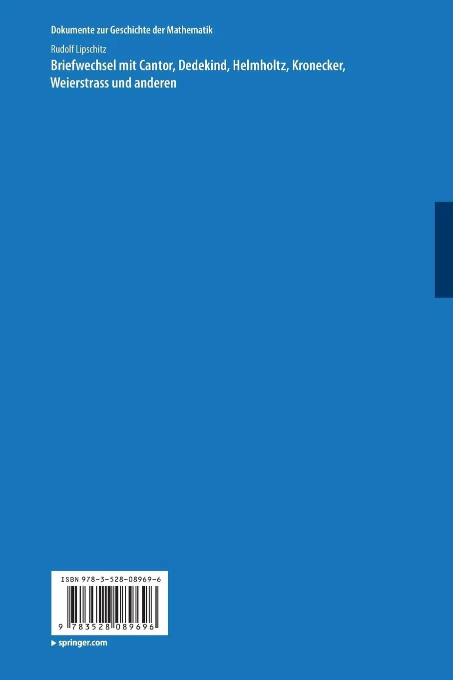 Rückseite: 9783528089696 | Briefwechsel mit Cantor, Dedekind, Helmholtz, Kronecker,...