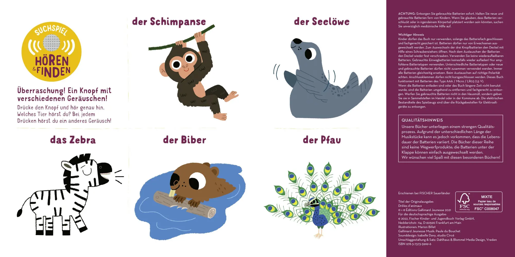 Bild: 9783737359696 | Hörst du die Zootiere? (Soundbuch) | Marion Billet | Buch | 16 S.