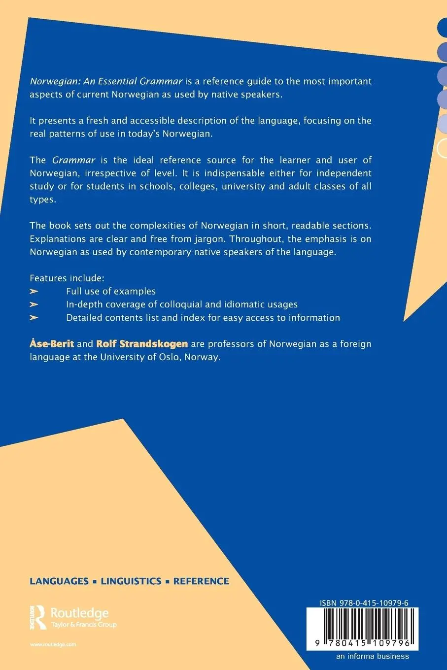 Rückseite: 9780415109796 | Norwegian | An Essential Grammar | Åase-Berit Strandskogen (u. a.)