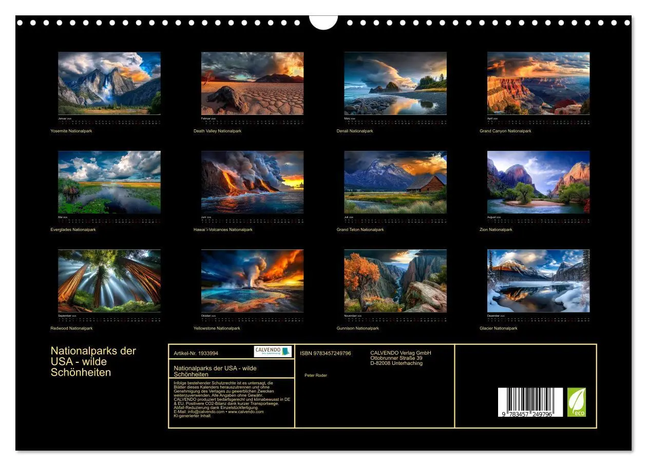 Bild: 9783457249796 | Nationalparks der USA - wilde Schönheiten (Wandkalender 2026 DIN A3...