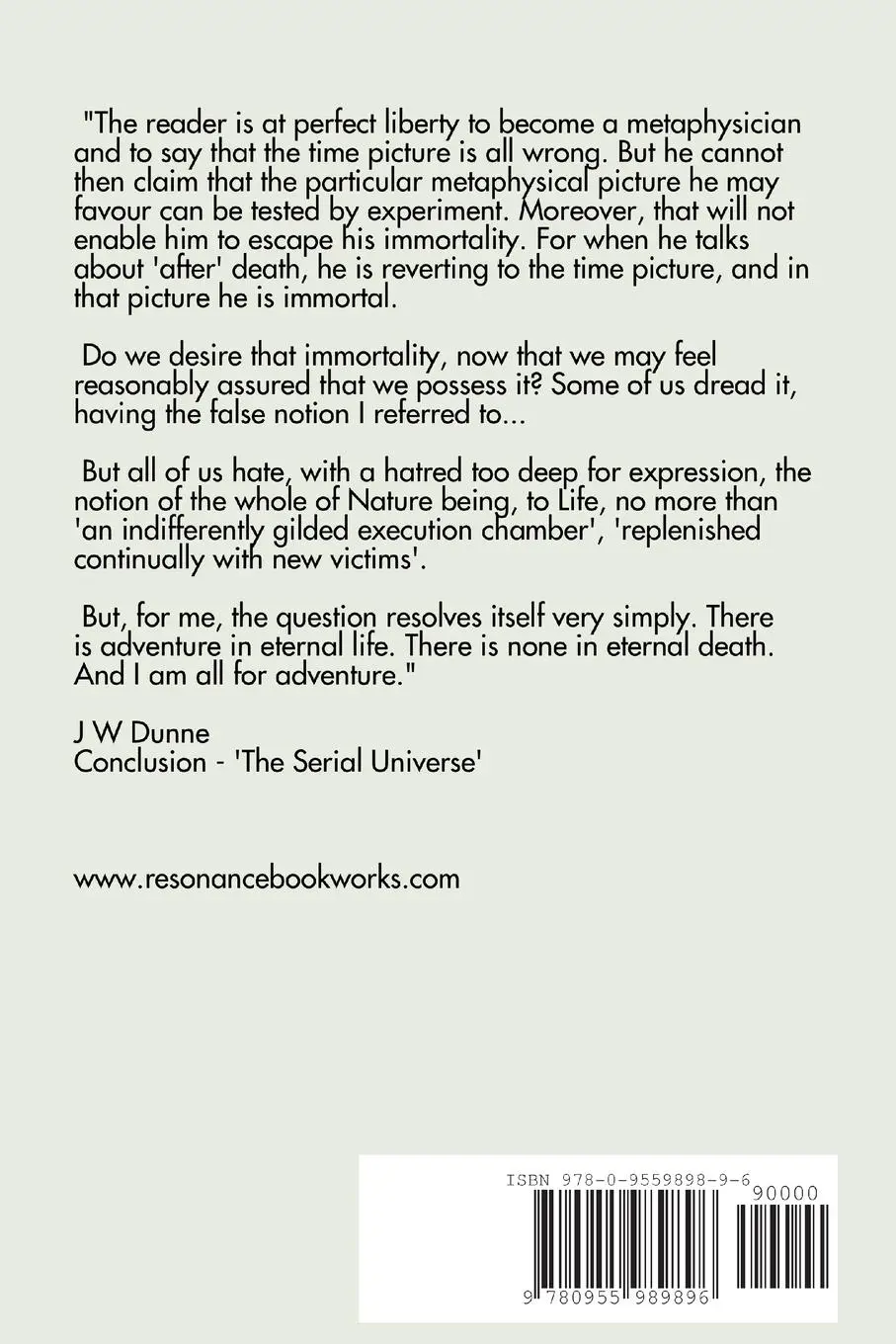 Rückseite: 9780955989896 | THE SERIAL UNIVERSE | J W Dunne | Taschenbuch | Englisch | 2010