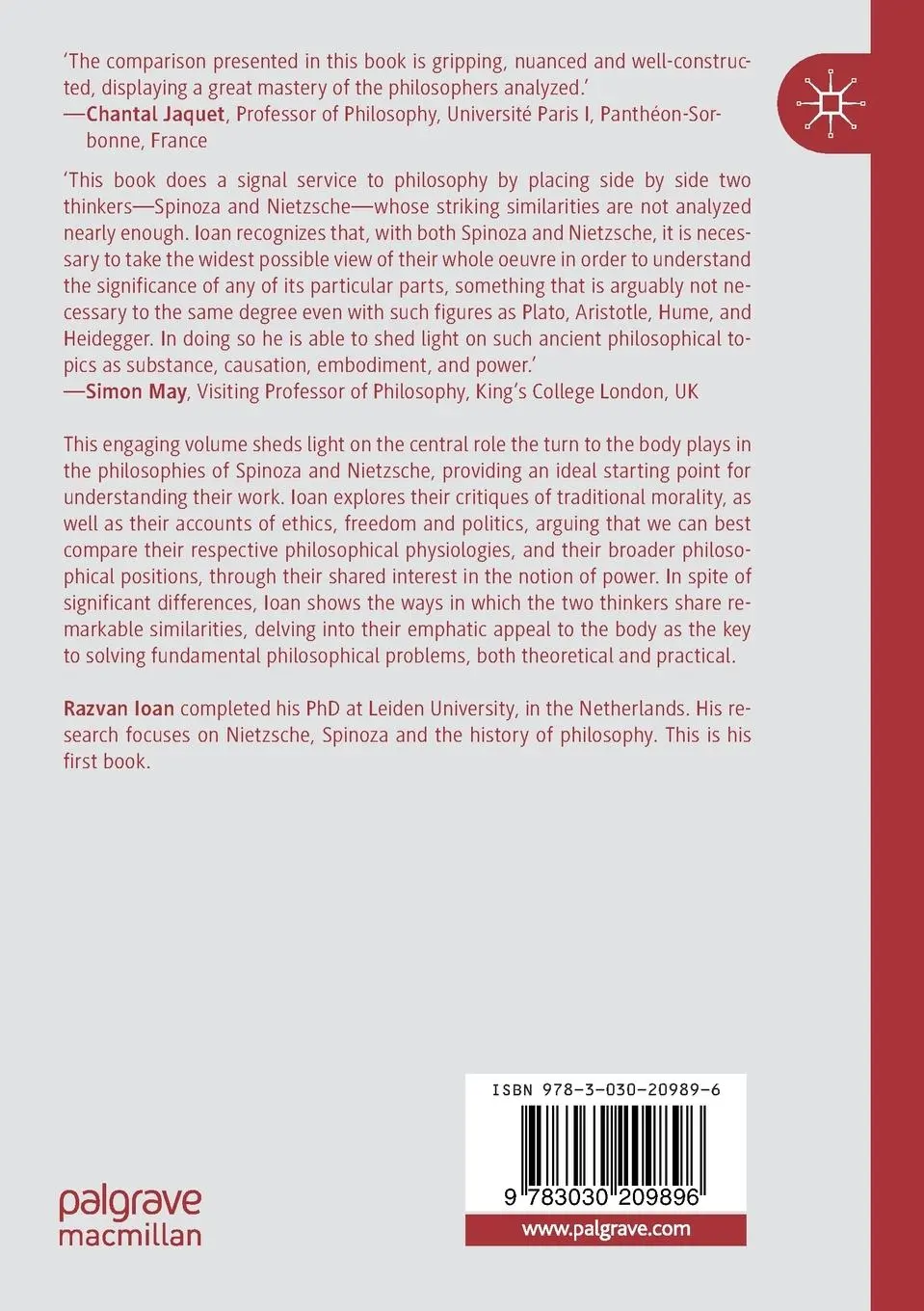 Rückseite: 9783030209896 | The Body in Spinoza and Nietzsche | Razvan Ioan | Taschenbuch | xiv