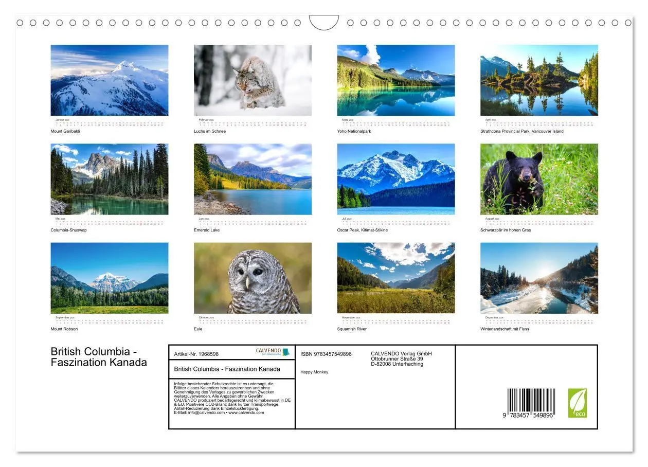 Bild: 9783457549896 | British Columbia - Faszination Kanada (Wandkalender 2026 DIN A3...