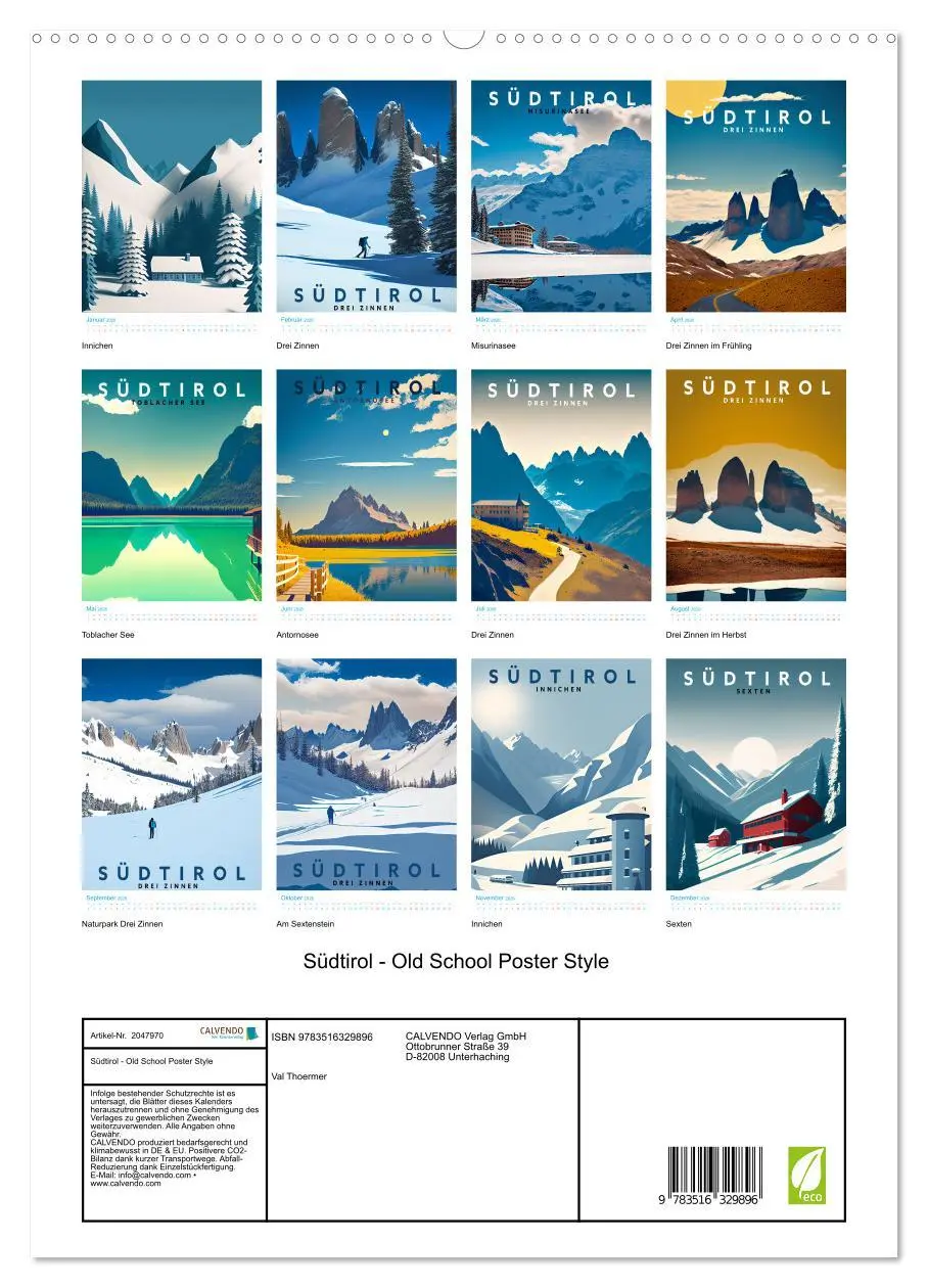 Bild: 9783516329896 | Südtirol - Old School Poster Style (hochwertiger Premium...