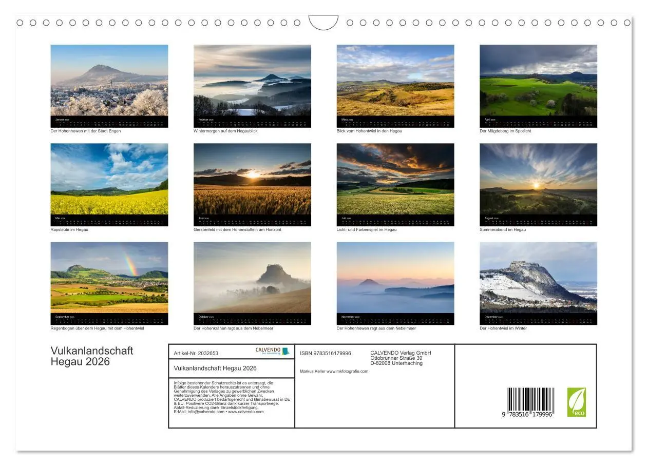 Bild: 9783516179996 | Vulkanlandschaft Hegau 2026 (Wandkalender 2026 DIN A3 quer),...
