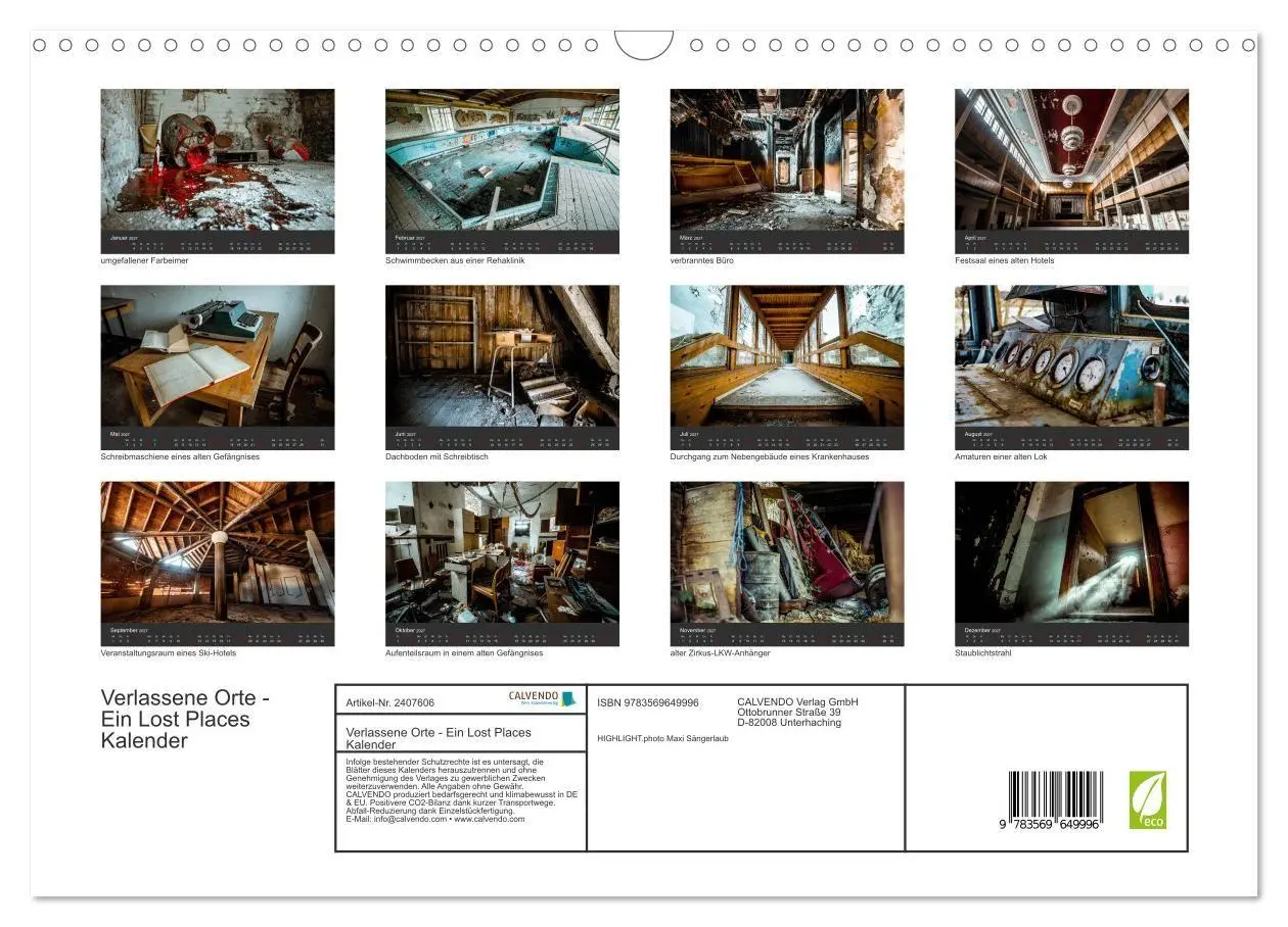 Bild: 9783569649996 | Verlassene Orte - Ein Lost Places Kalender (Wandkalender 2027 DIN...
