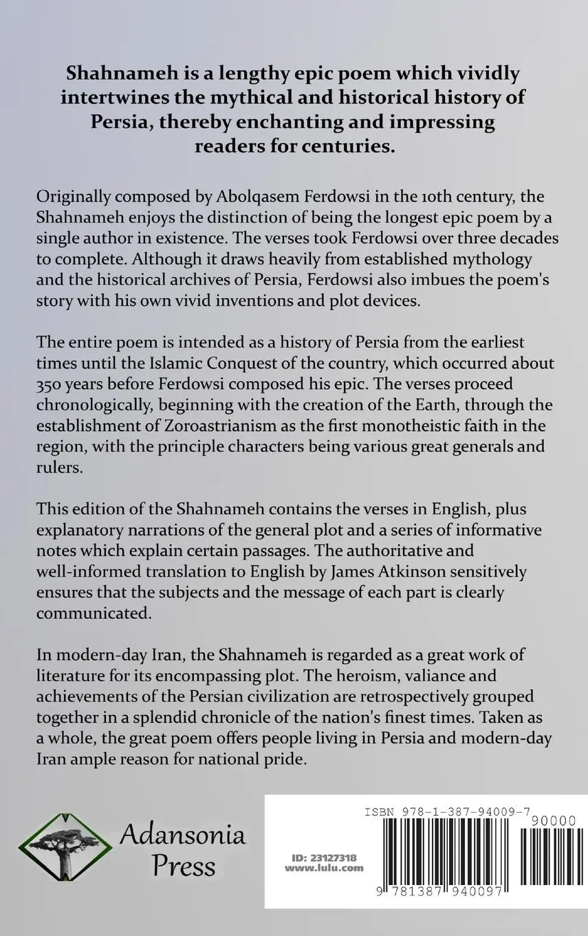 Rückseite: 9781387940097 | Shahnameh | The Epic of the Persian Kings (Hardcover) | Buch | 2018