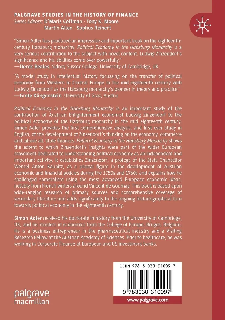 Rückseite: 9783030310097 | Political Economy in the Habsburg Monarchy 1750-1774 | Simon Adler