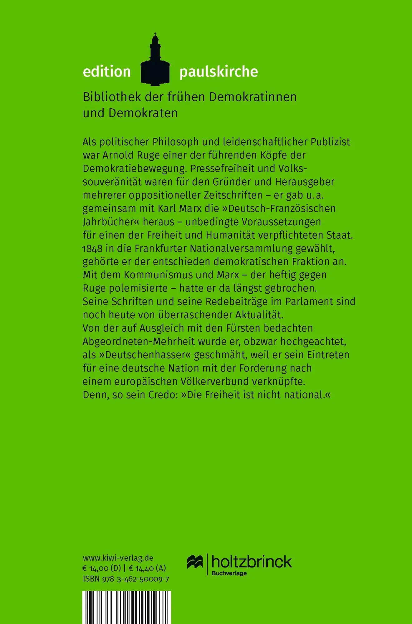 Rückseite: 9783462500097 | Wesen und Zweck des Staates ist der Mensch | Arnold Ruge | Taschenbuch