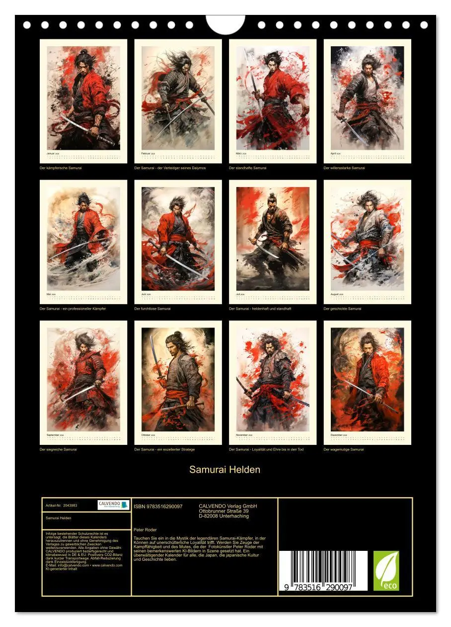 Bild: 9783516290097 | Samurai Helden (Wandkalender 2026 DIN A4 hoch), CALVENDO...