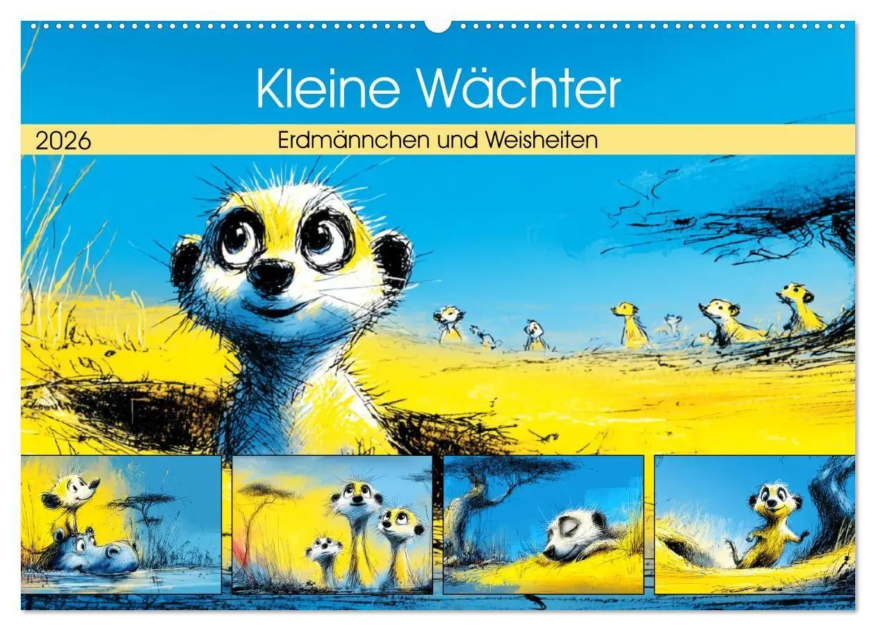 Cover: 9783516740097 | Kleine Wächter. Erdmännchen und Weisheiten (Wandkalender 2026 DIN...