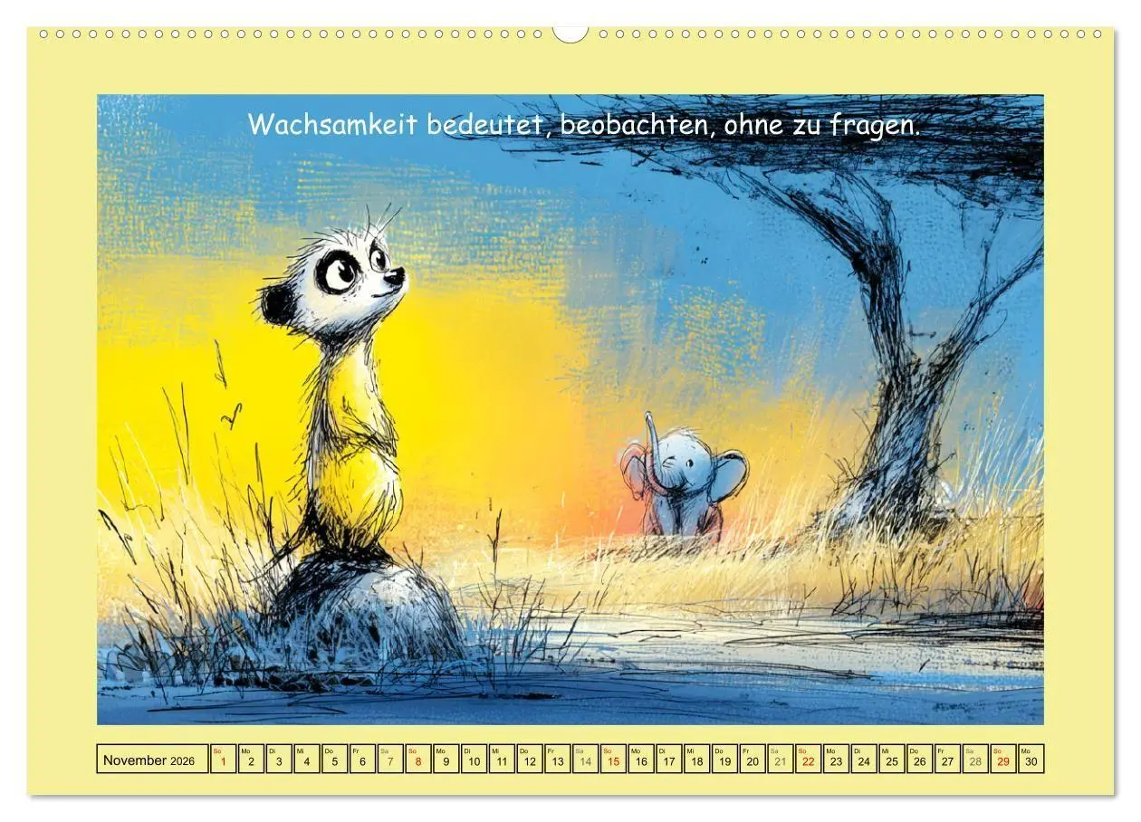 Bild: 9783516740097 | Kleine Wächter. Erdmännchen und Weisheiten (Wandkalender 2026 DIN...