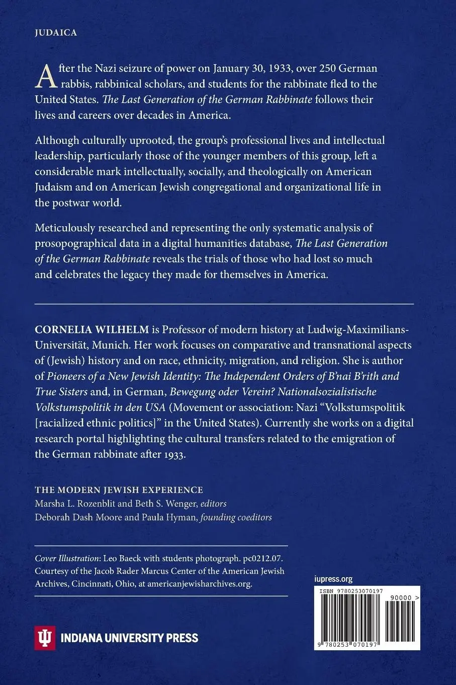 Rückseite: 9780253070197 | The Last Generation of the German Rabbinate | Cornelia Wilhelm | Buch