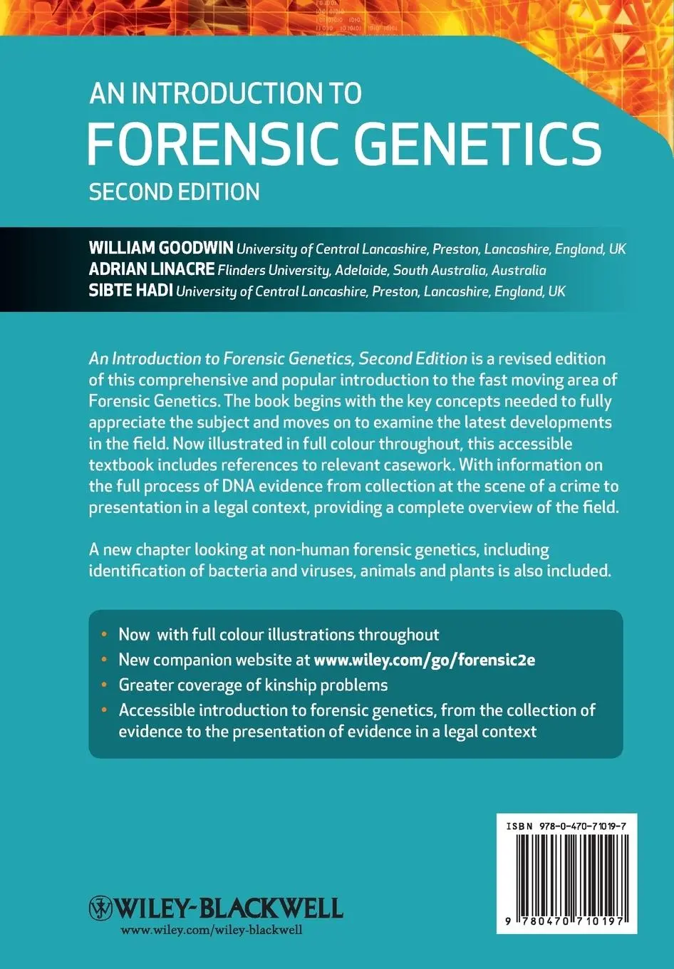 Rückseite: 9780470710197 | An Introduction to Forensic Genetics | William Goodwin (u. a.) | Buch