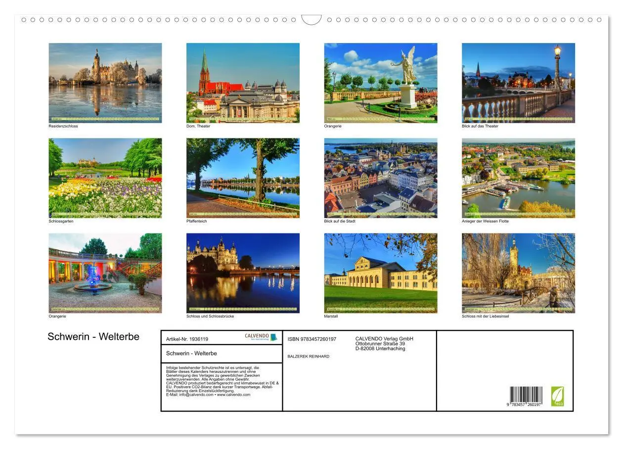 Bild: 9783457260197 | Schwerin - Welterbe (Wandkalender 2026 DIN A2 quer), CALVENDO...