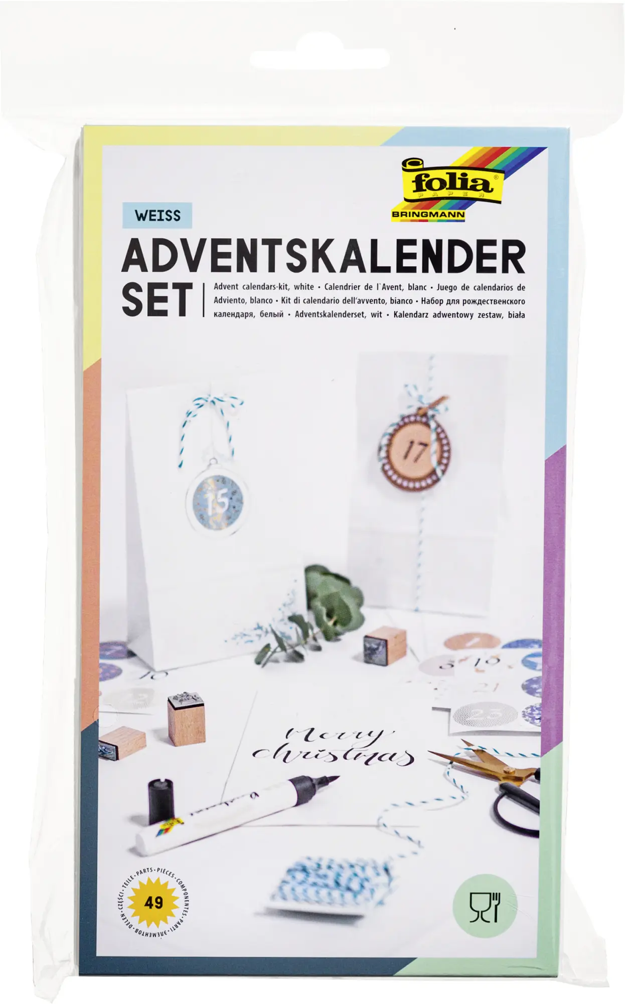 Cover: 4001868100297 | Folia Adventskalender-Set PAPIERTÜTEN WEISS, aus 24...
