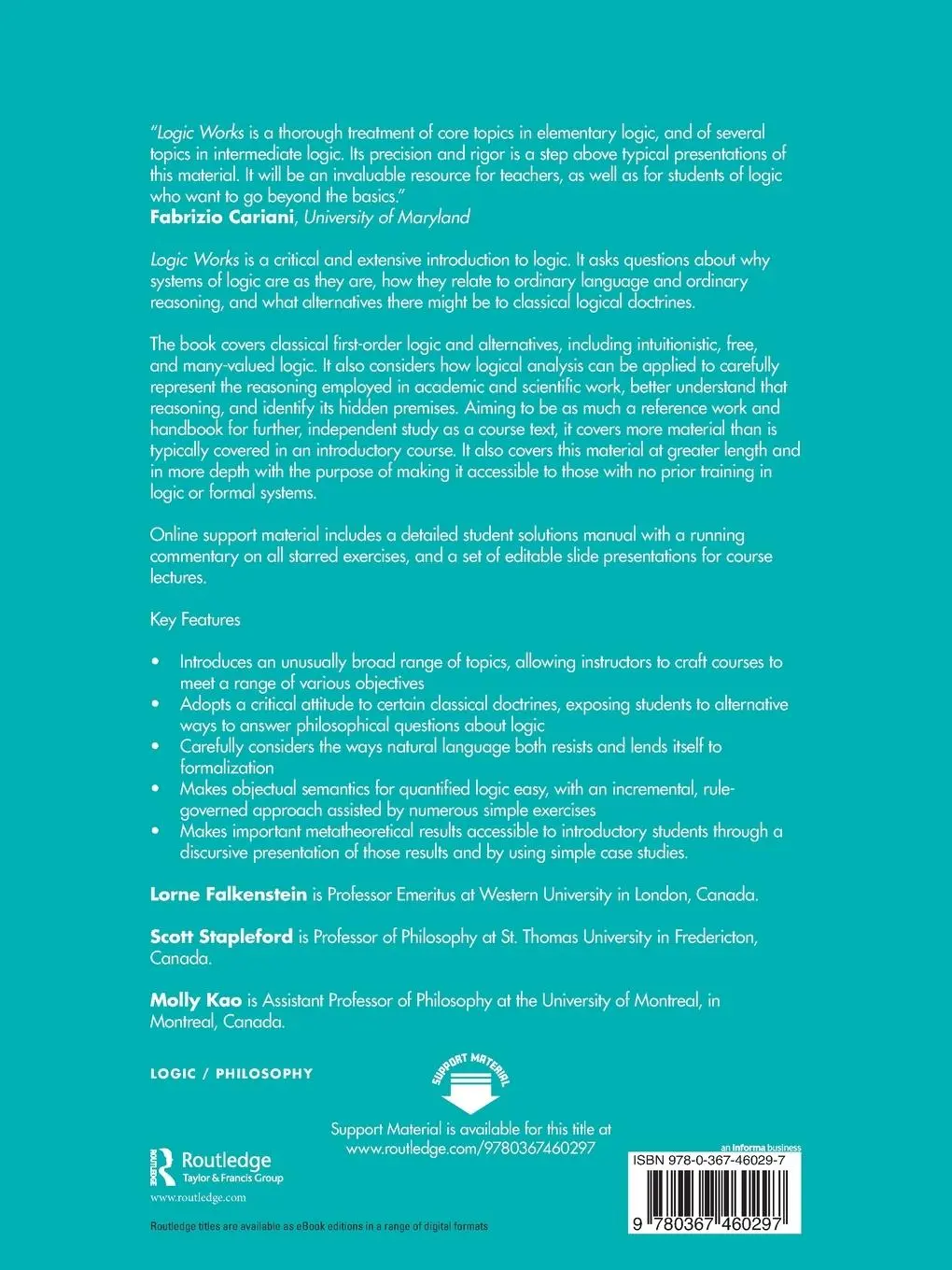 Rückseite: 9780367460297 | Logic Works | A Rigorous Introduction to Formal Logic | Taschenbuch
