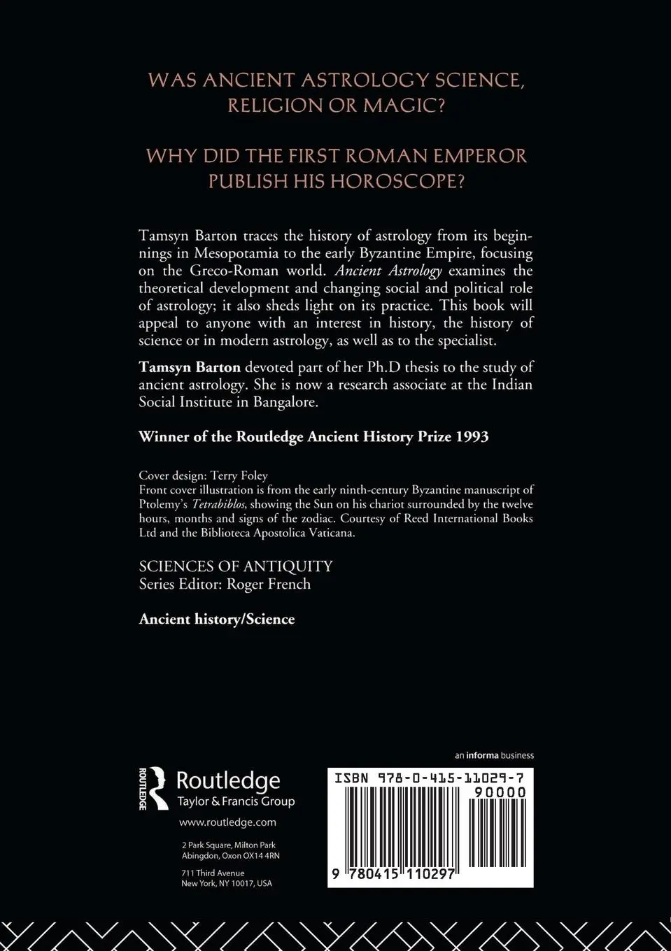 Rückseite: 9780415110297 | Ancient Astrology | Tamysn Barton | Taschenbuch | Englisch | 1994