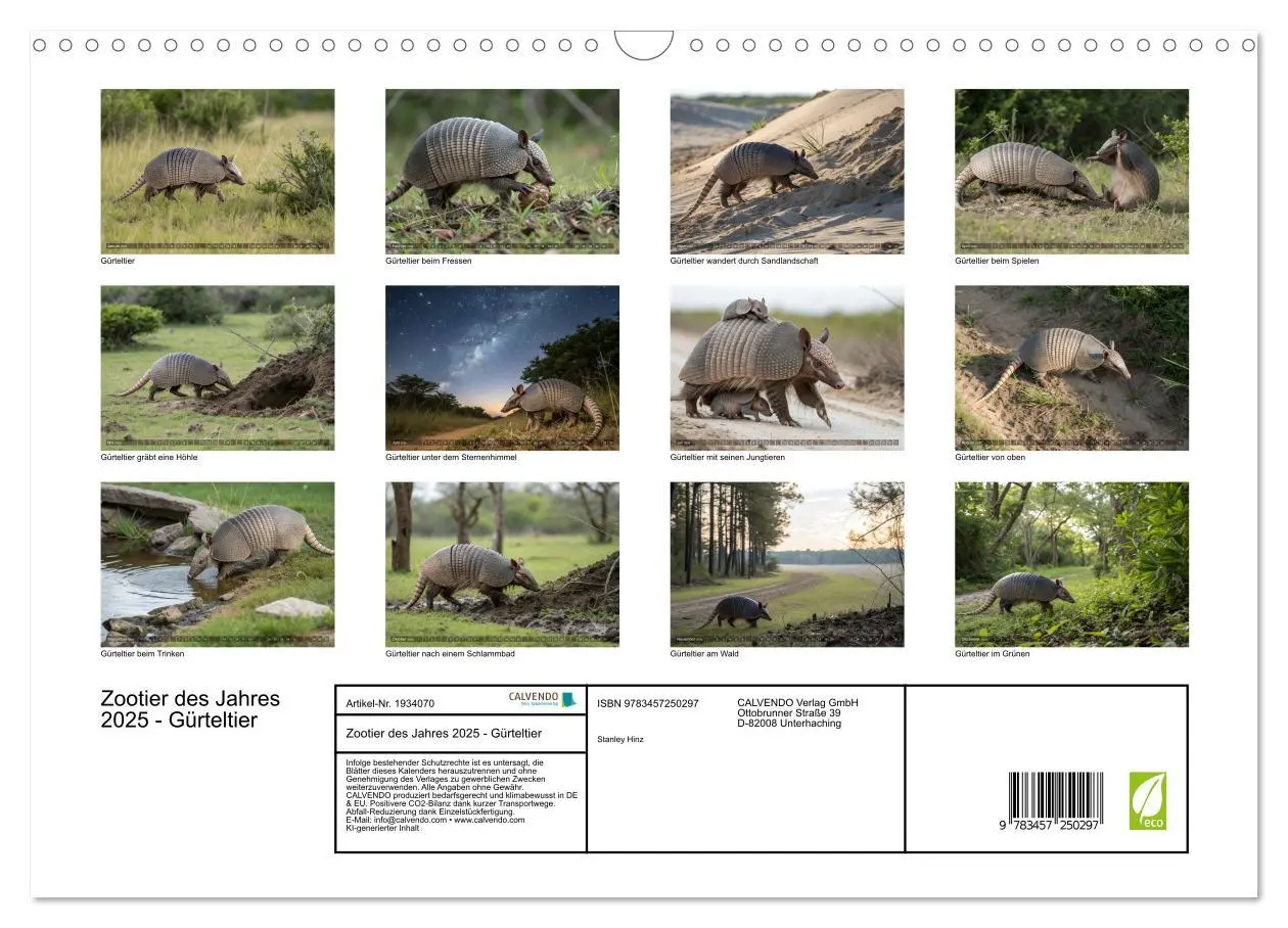 Bild: 9783457250297 | Zootier des Jahres 2025 - Gürteltier (Wandkalender 2026 DIN A3...