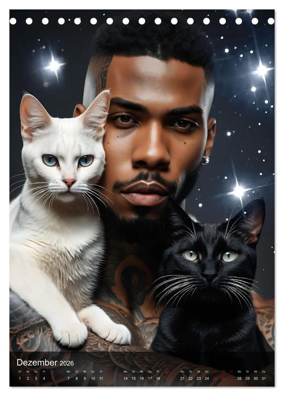 Bild: 9783516270297 | Verschmuste Kerle - Muskeln, Tattoos und Miezekatzen (Tischkalender...