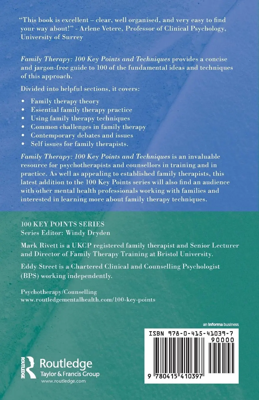 Rückseite: 9780415410397 | Family Therapy | 100 Key Points and Techniques | Mark Rivett (u. a.)
