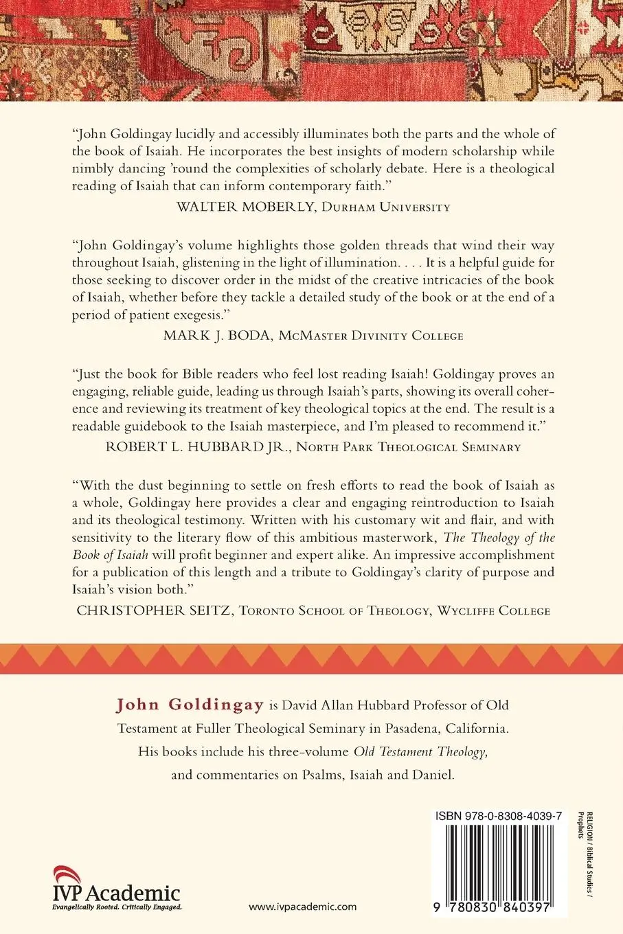 Rückseite: 9780830840397 | The Theology of the Book of Isaiah | John Goldingay | Taschenbuch