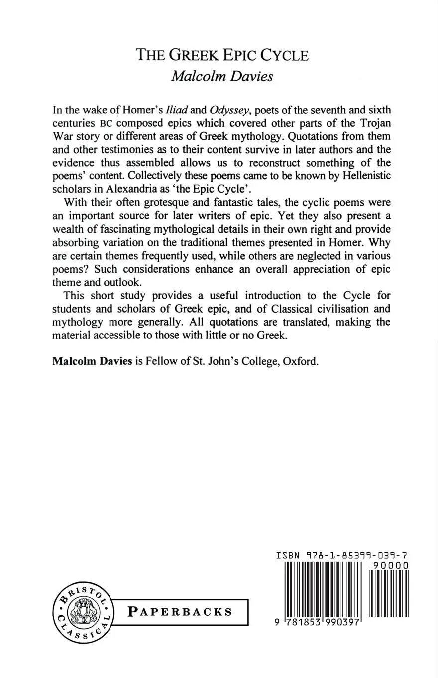 Rückseite: 9781853990397 | Greek Epic Cycle | Malcolm Davies | Taschenbuch | Englisch | 2013