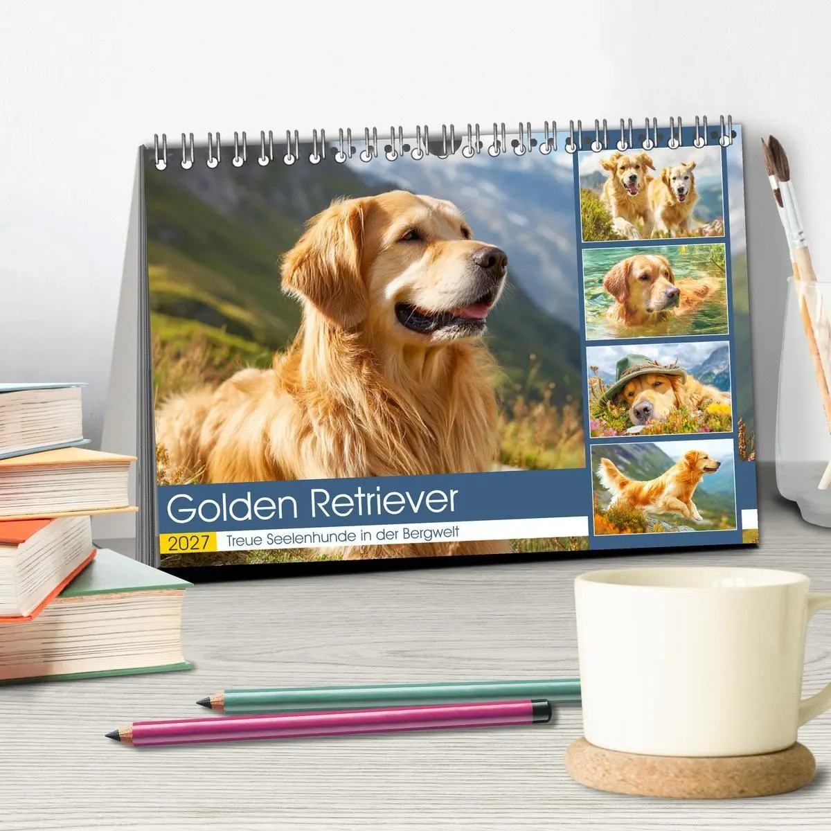 Bild: 9783516950397 | Golden Retriever. Treue Seelenhunde in der Bergwelt (Tischkalender...
