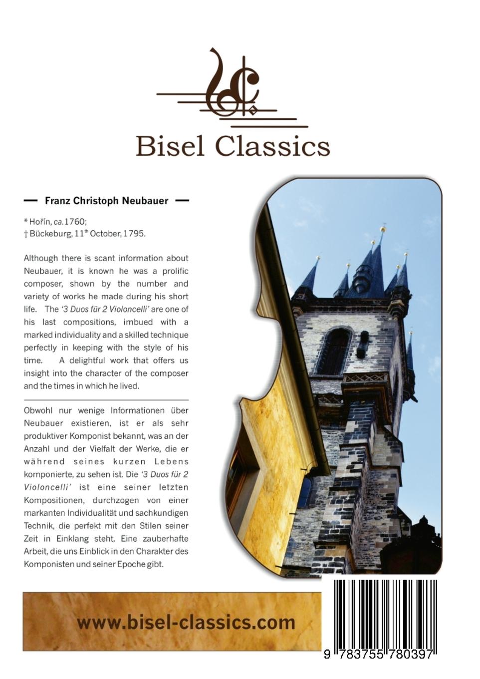 Rückseite: 9783755780397 | 3 Duos für 2 Violoncelli, Opus 10 | Score / Partitur | Neubauer | Buch