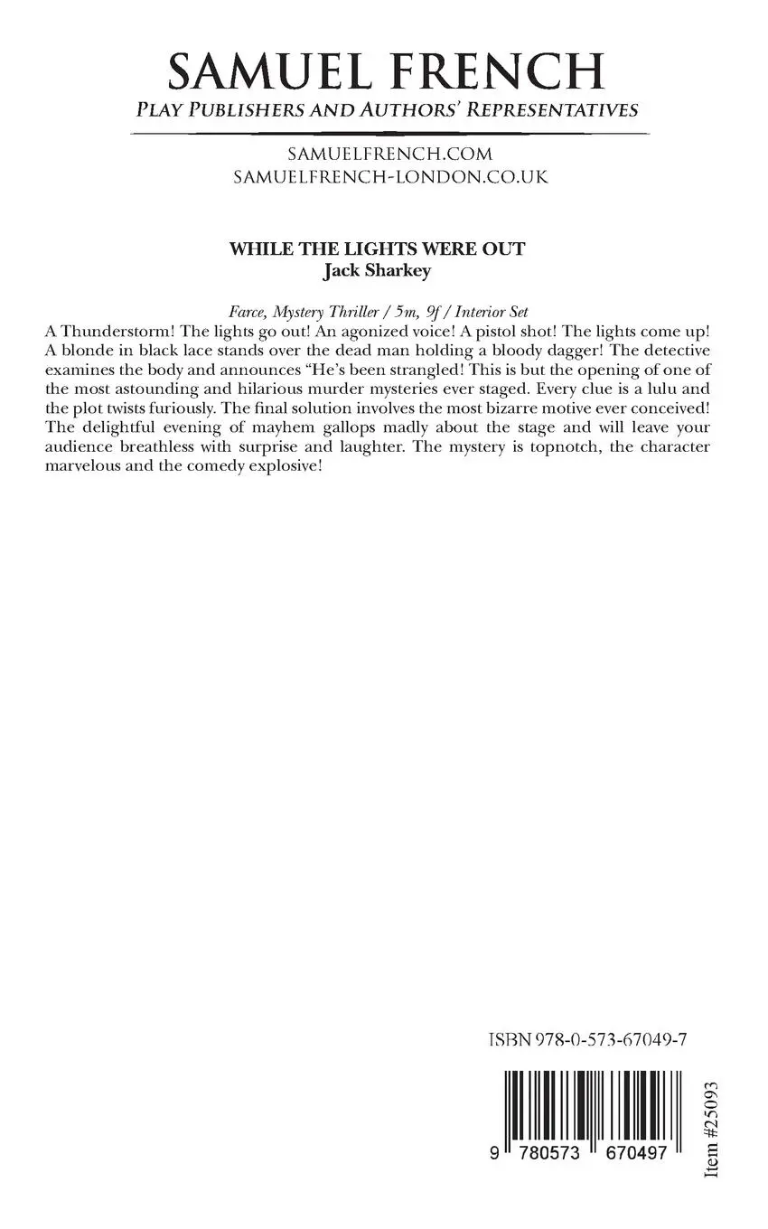 Rückseite: 9780573670497 | While the Lights Were Out | Jack Sharkey | Taschenbuch | Englisch