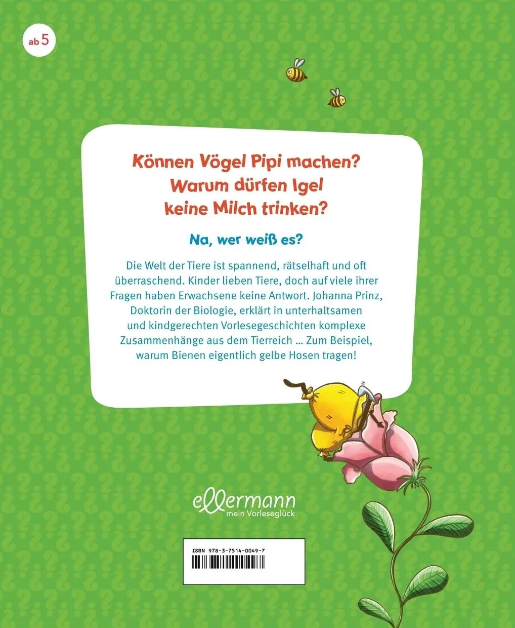 Rückseite: 9783751400497 | Warum tragen Bienen gelbe Hosen? | Vorlesegeschichten mit Aha!-Effekt