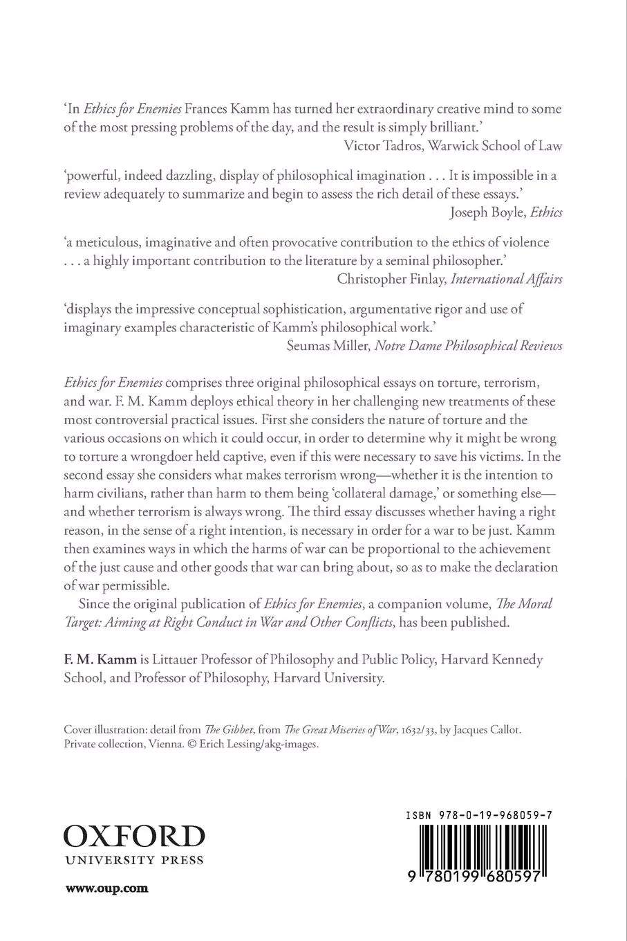 Rückseite: 9780199680597 | Ethics for Enemies | Terror, Torture, and War | F. M. Kamm | Buch