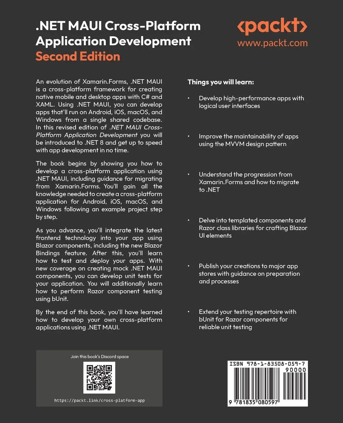 Rückseite: 9781835080597 | .NET MAUI Cross-Platform Application Development - Second Edition | Ye