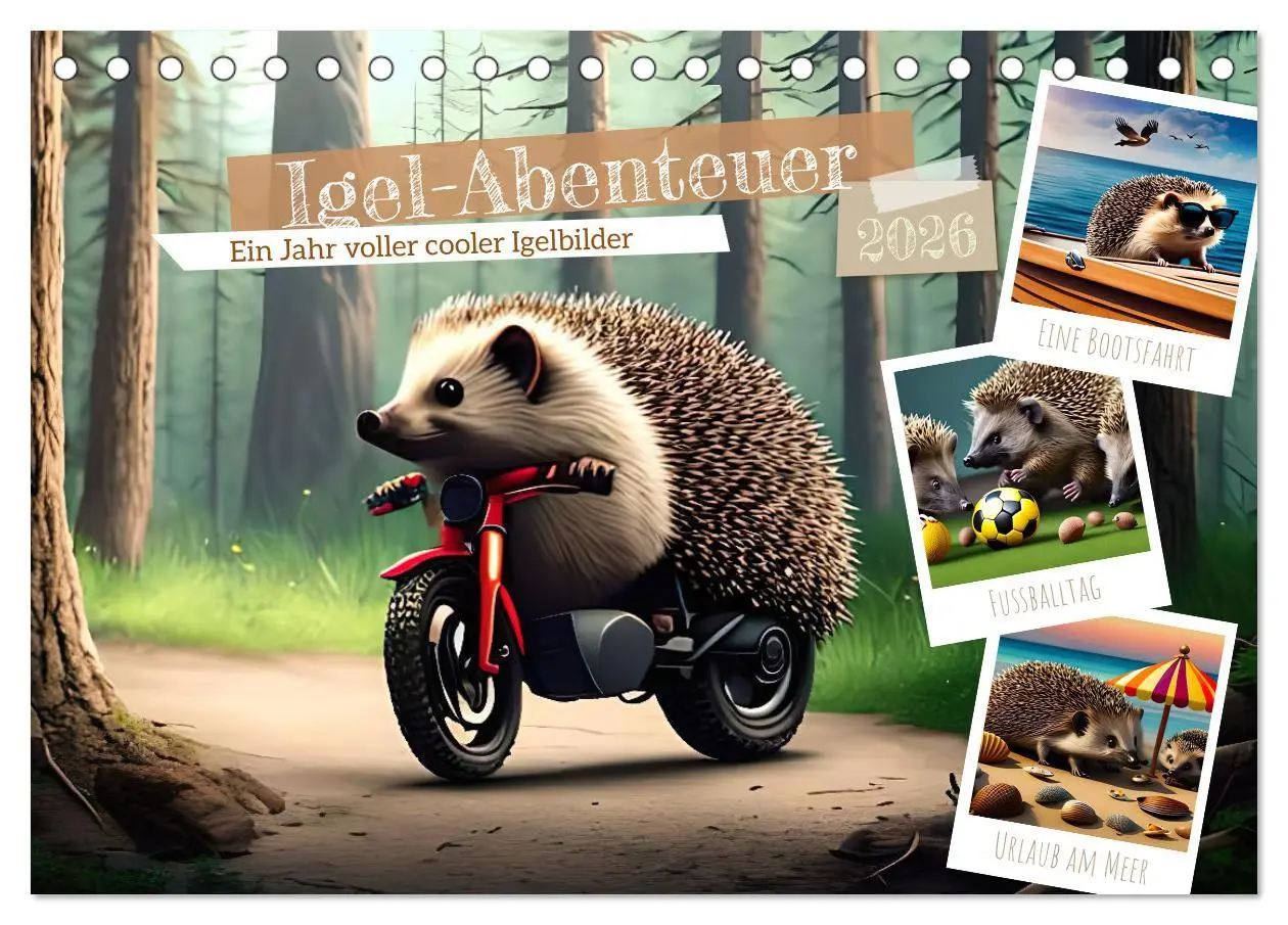 Cover: 9783457530597 | Igel-Abenteuer (Tischkalender 2026 DIN A5 quer), CALVENDO...