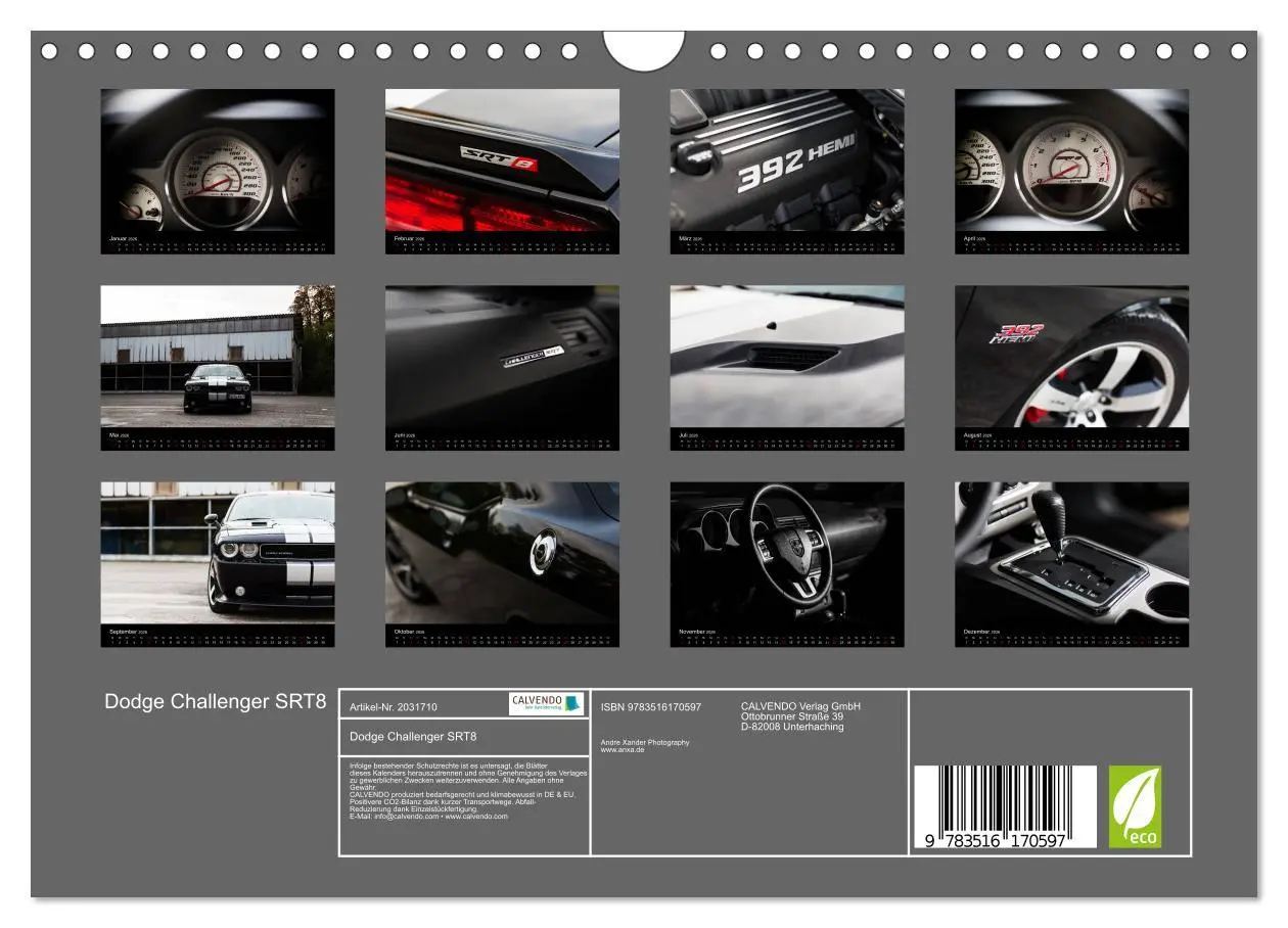 Bild: 9783516170597 | Dodge Challenger SRT8 (Wandkalender 2026 DIN A4 quer), CALVENDO...