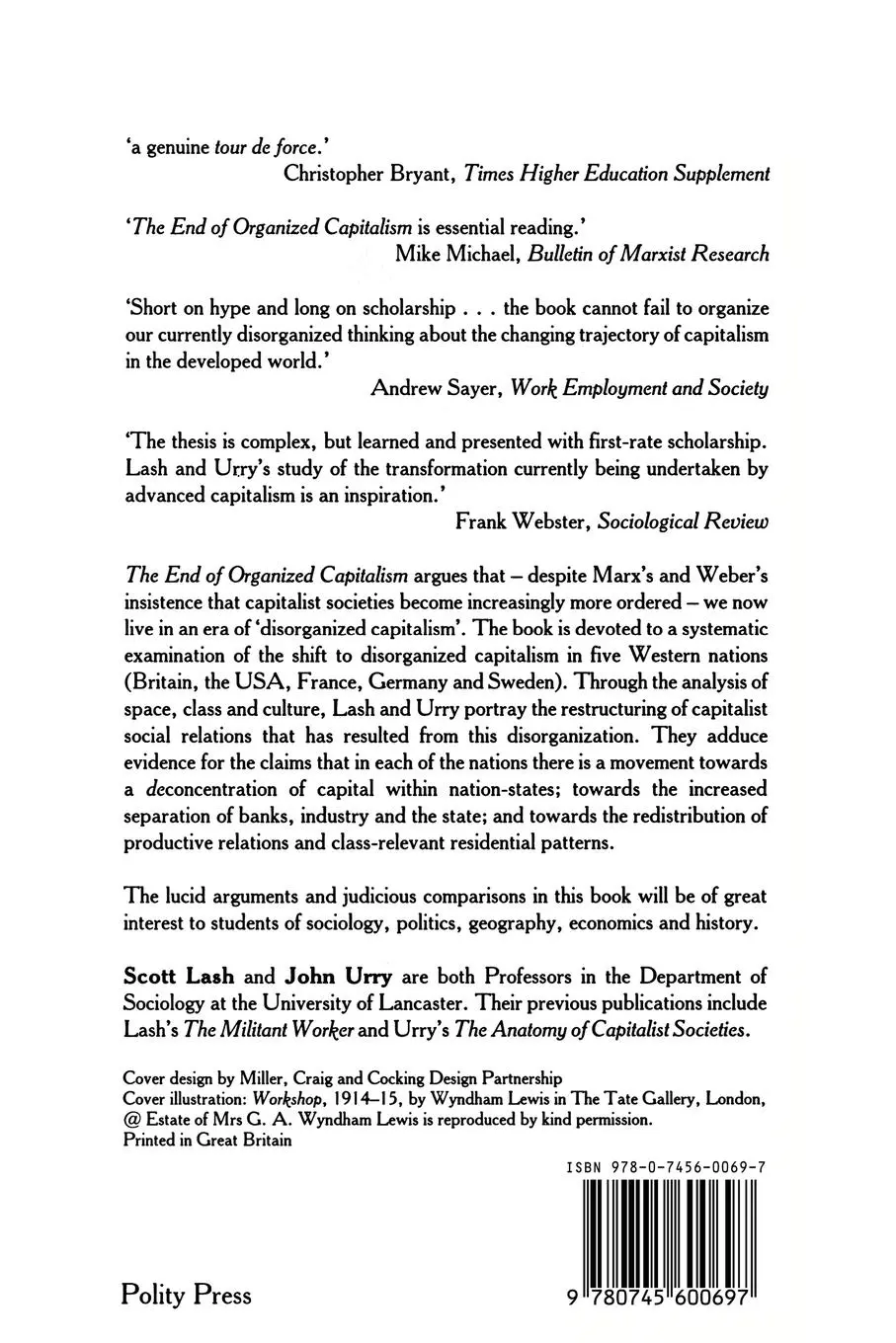 Rückseite: 9780745600697 | The End of Organized Capitalism | Scott Lash (u. a.) | Taschenbuch