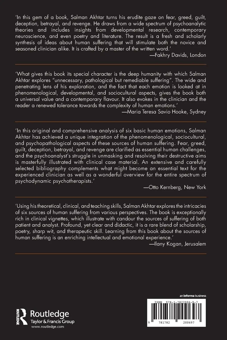 Rückseite: 9781782200697 | Sources of Suffering | Salman Akhtar | Taschenbuch | Englisch | 2014