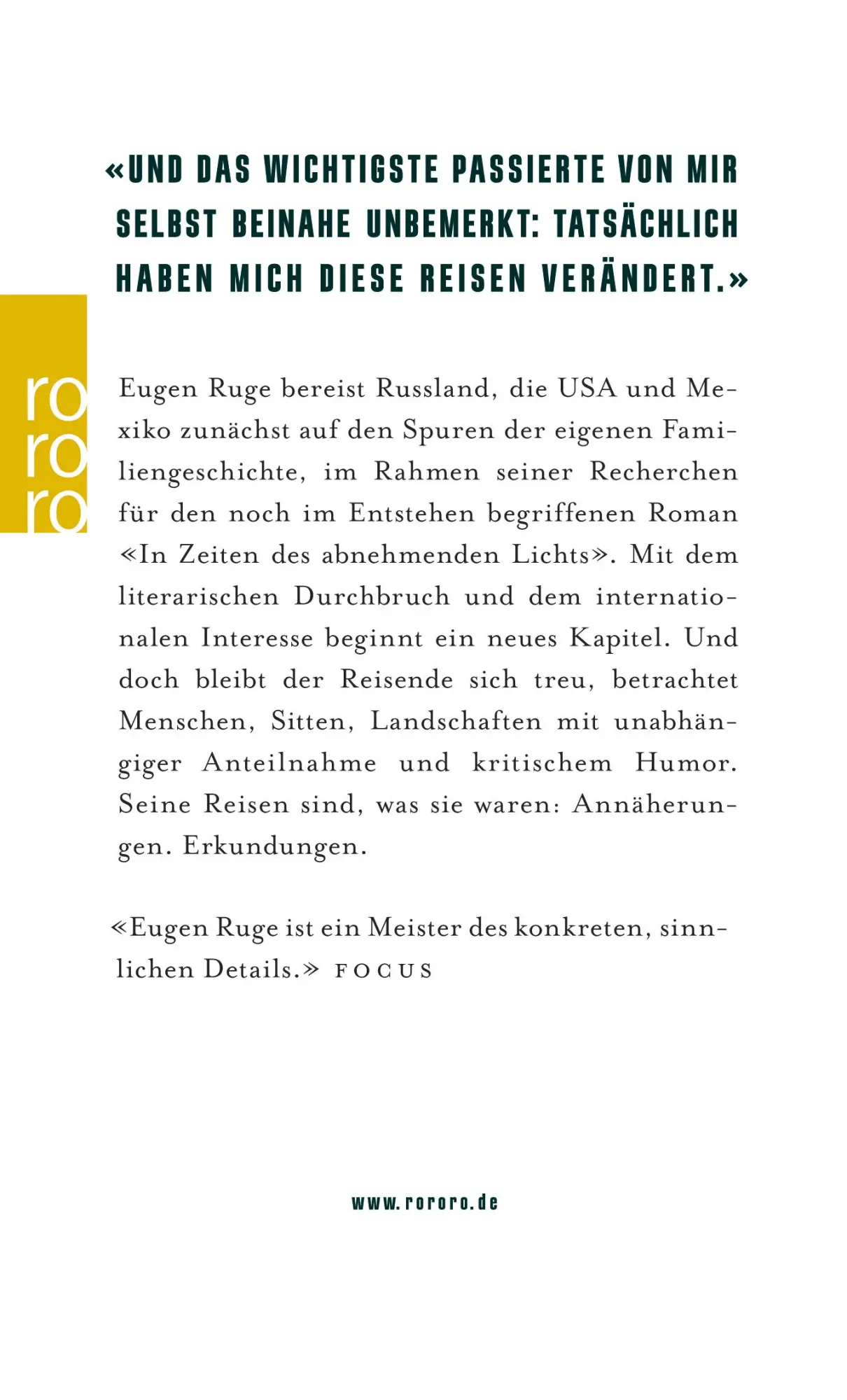 Rückseite: 9783499270697 | Annäherung | Notizen aus 14 Ländern | Eugen Ruge | Taschenbuch | 2016