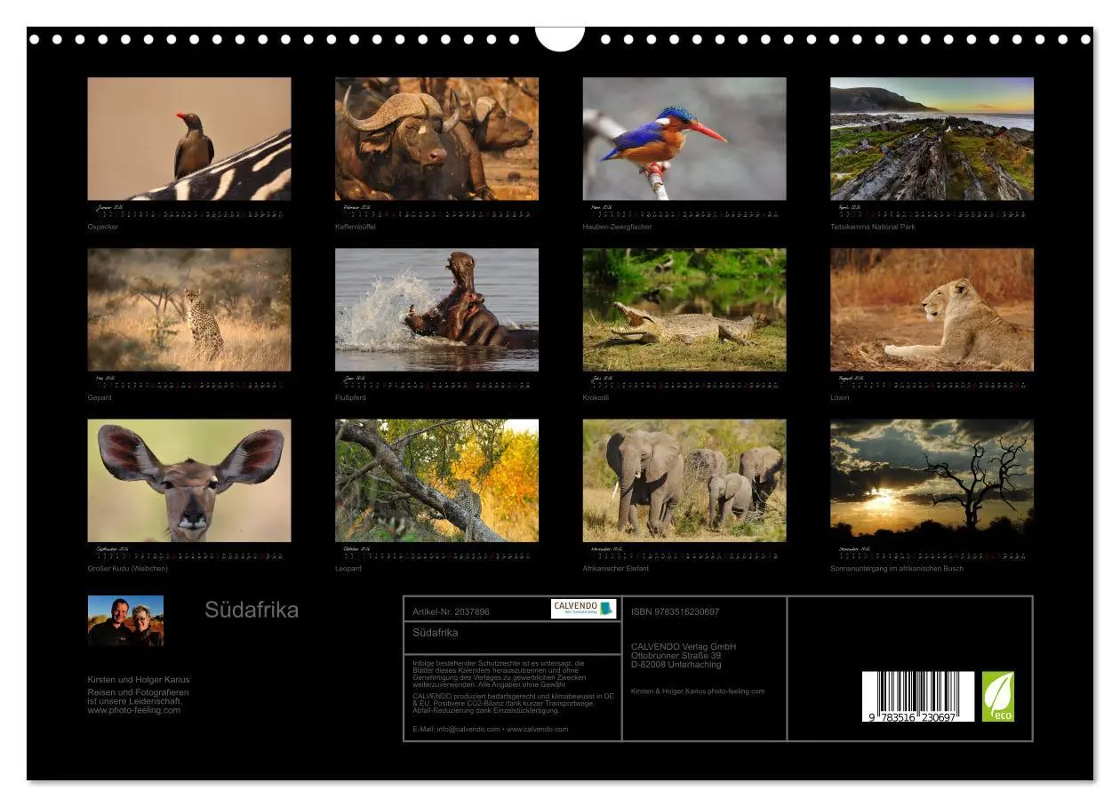 Bild: 9783516230697 | Südafrika (Wandkalender 2026 DIN A3 quer), CALVENDO Monatskalender