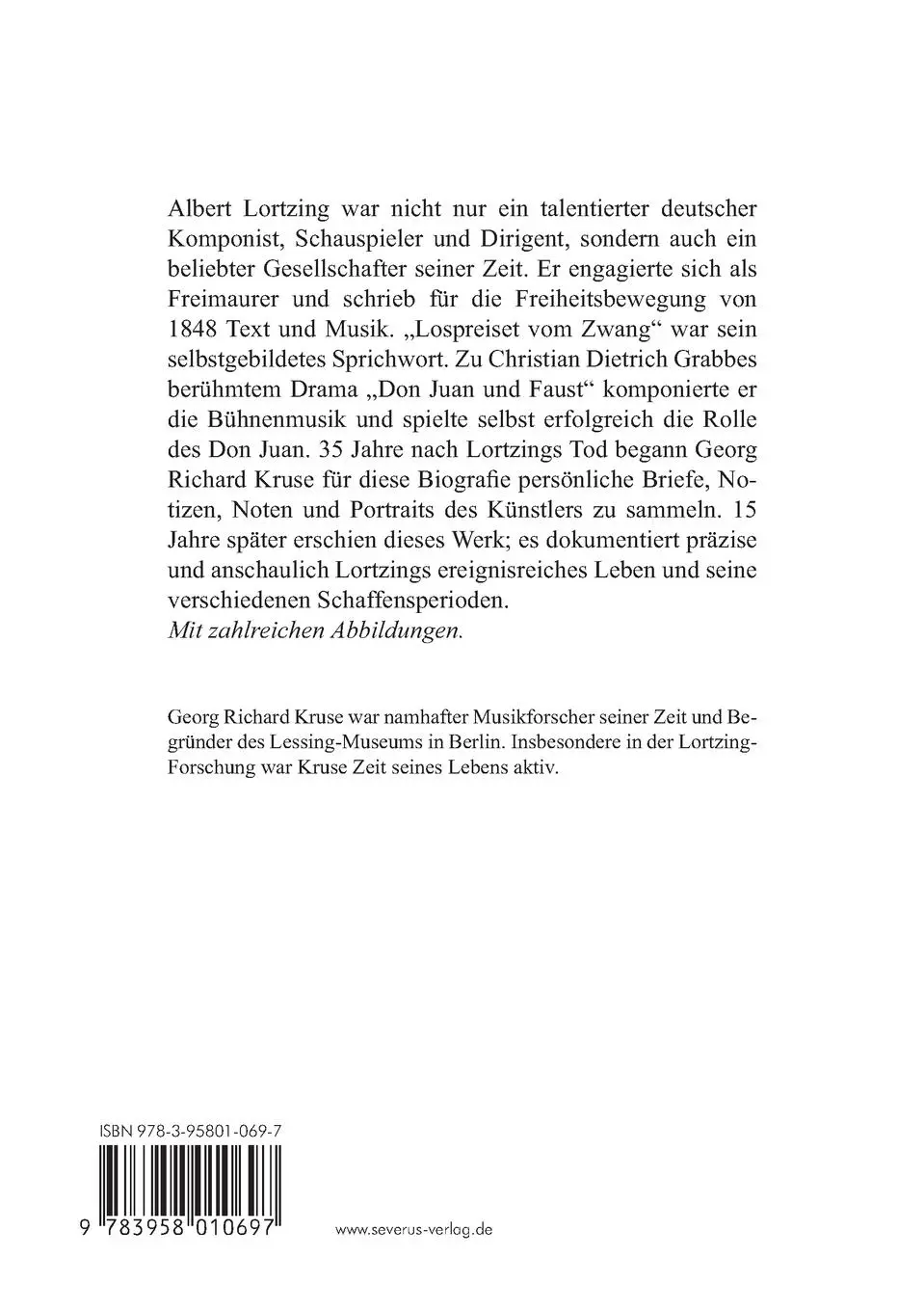 Rückseite: 9783958010697 | Albert Lortzing. Biografie | Georg Richard Kruse | Taschenbuch | 2015