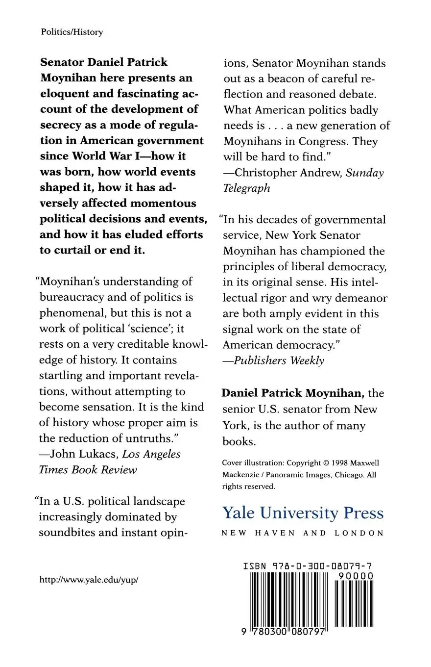 Rückseite: 9780300080797 | Secrecy | The American Experience | Daniel Patrick Moynihan | Buch