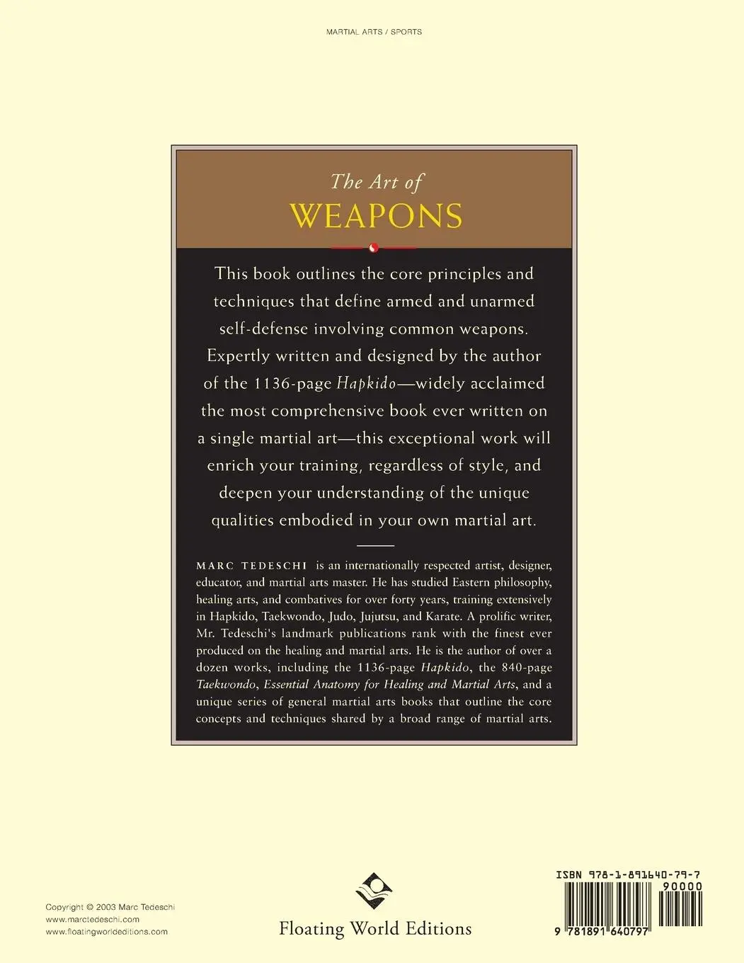 Rückseite: 9781891640797 | The Art of Weapons | Armed and Unarmed Self-Defense | Marc Tedeschi