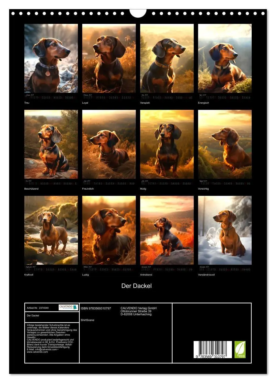 Bild: 9783569310797 | Der Dackel (Wandkalender 2027 DIN A3 hoch), CALVENDO Monatskalender