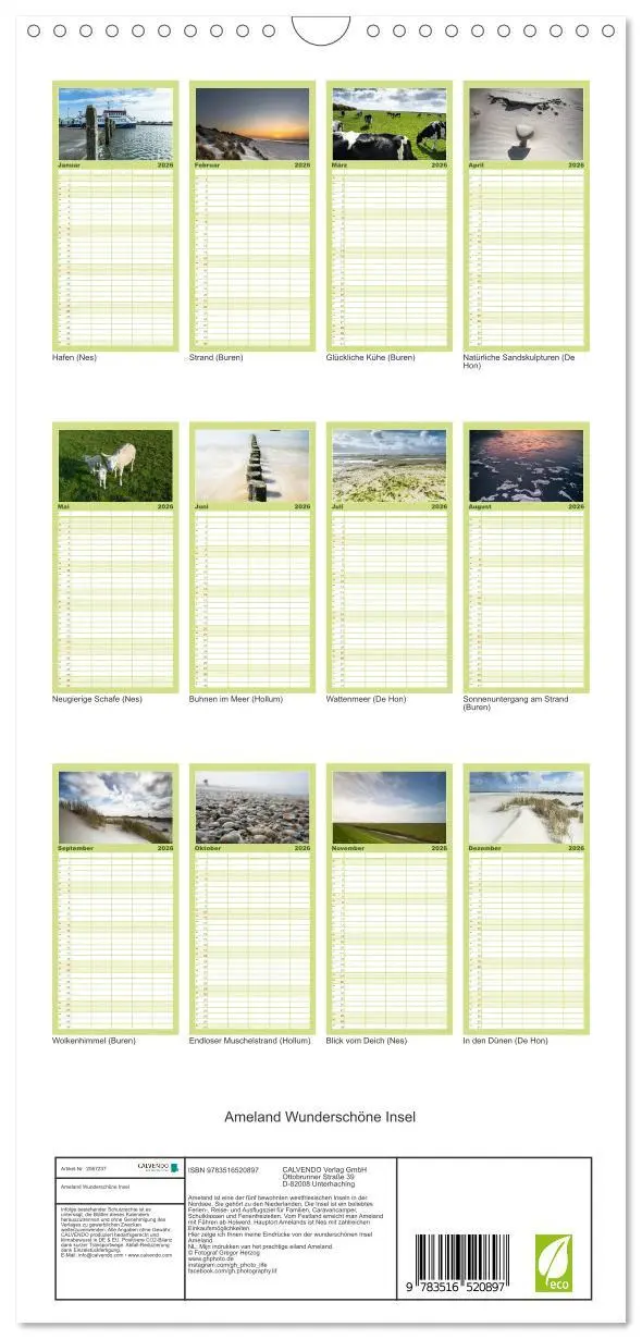 Bild: 9783516520897 | Familienplaner 2026 - Ameland Wunderschöne Insel mit 5 Spalten...